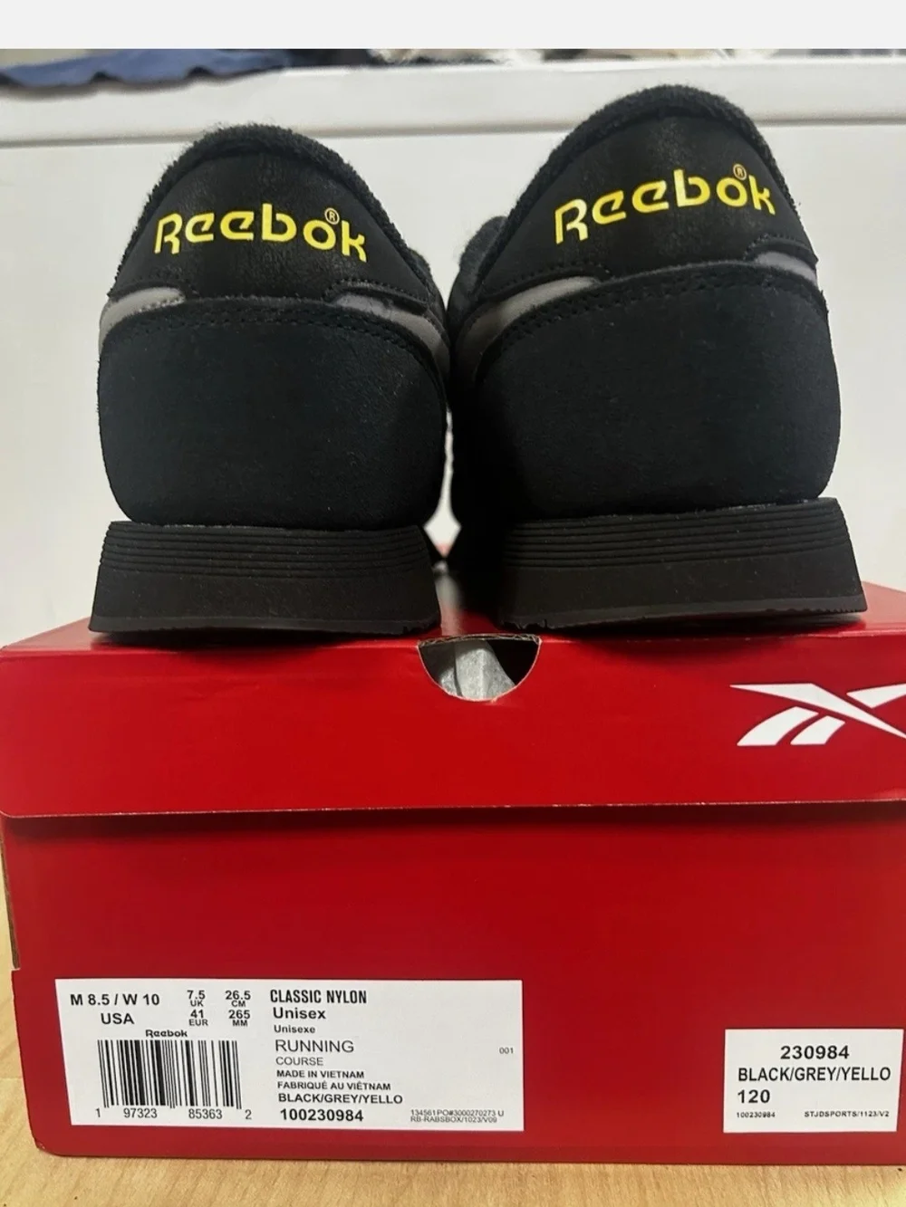 Reebok Unisex Classic Nylon 100230984 Black Gray Yellow Lace-Up Low Top Running